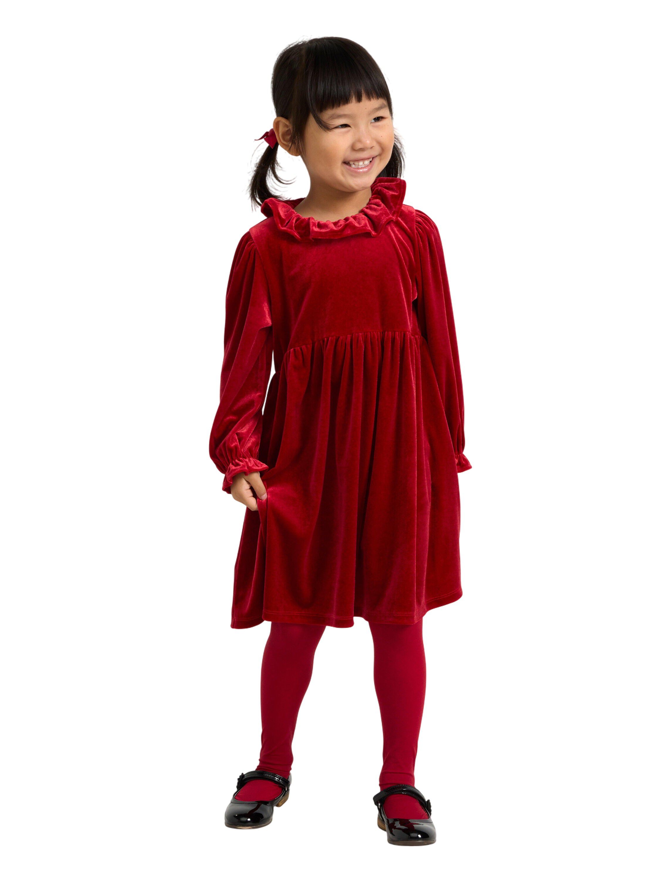 Soft long-sleeved dress in velvet w