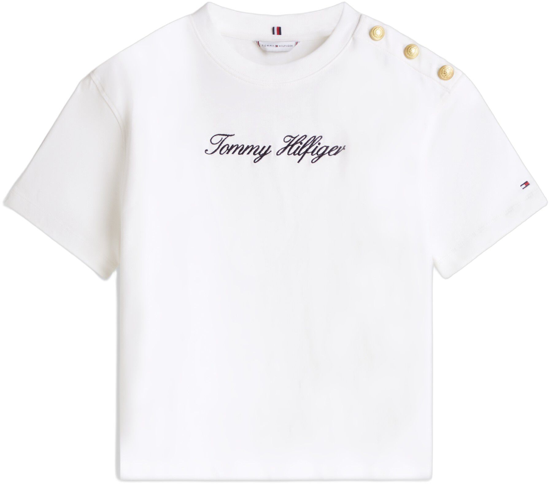 Gold-Tone Button Logo Embroidery Relaxed T-Shirt