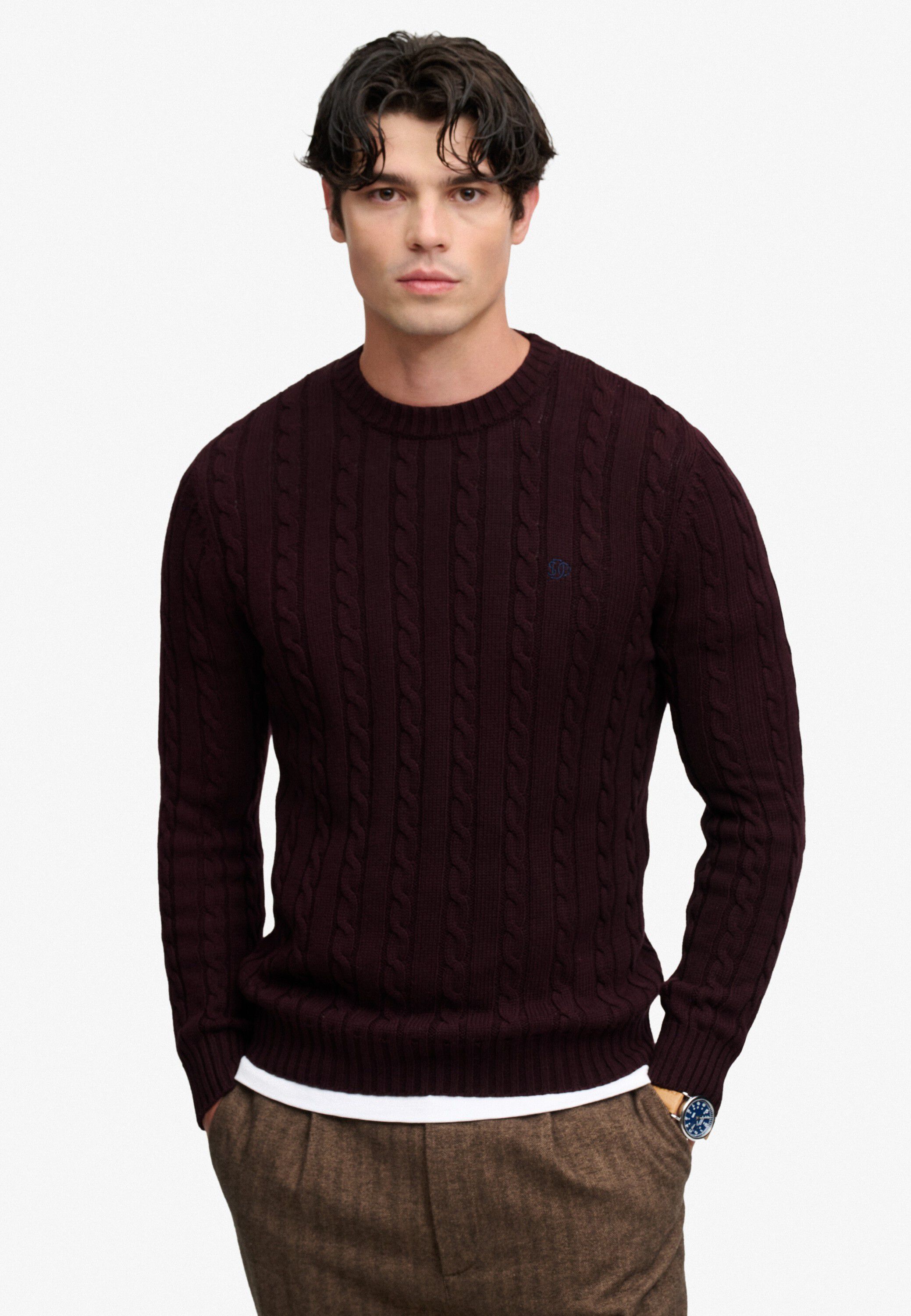 COTTON CABLE KNIT CREW