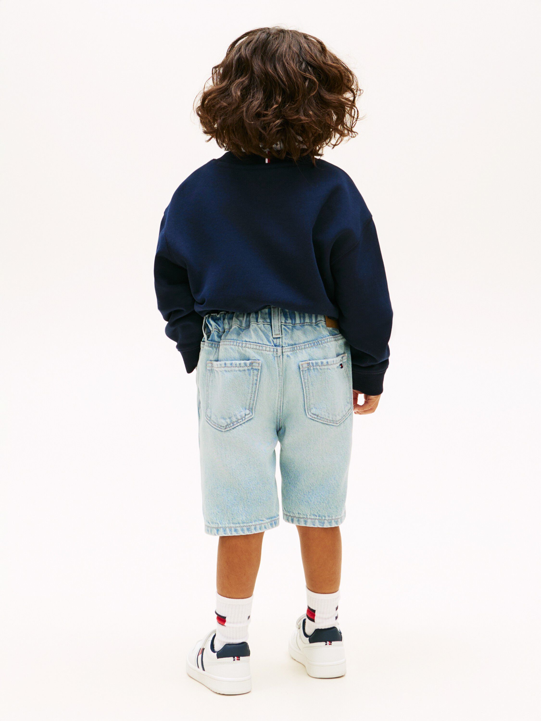 Distressed Straight Leg Denim Shorts