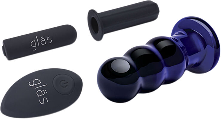 GLAS - RECHARGEABLE REMOTE CONTROLLED VIBRATING BEADED BUTTP