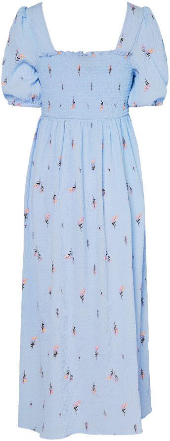 PCJEO SS SQUARE NECK MIDI DRESS WVN