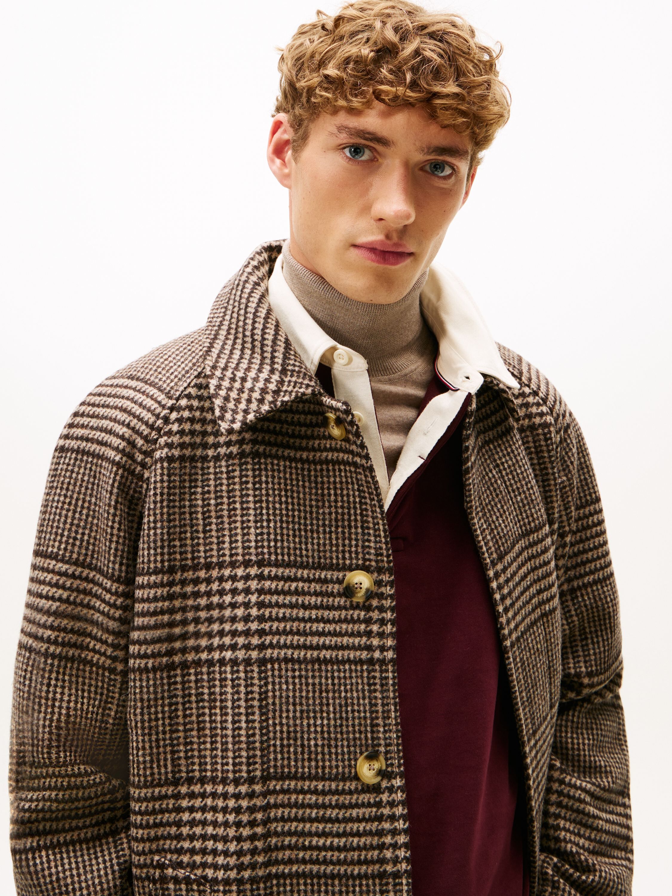 WOOL CHECK COAT