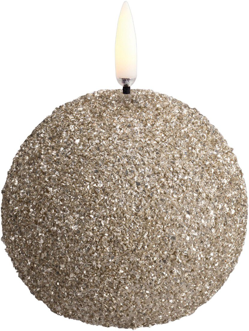 LED round candle, Champagne, Glitter, 7x7 cm