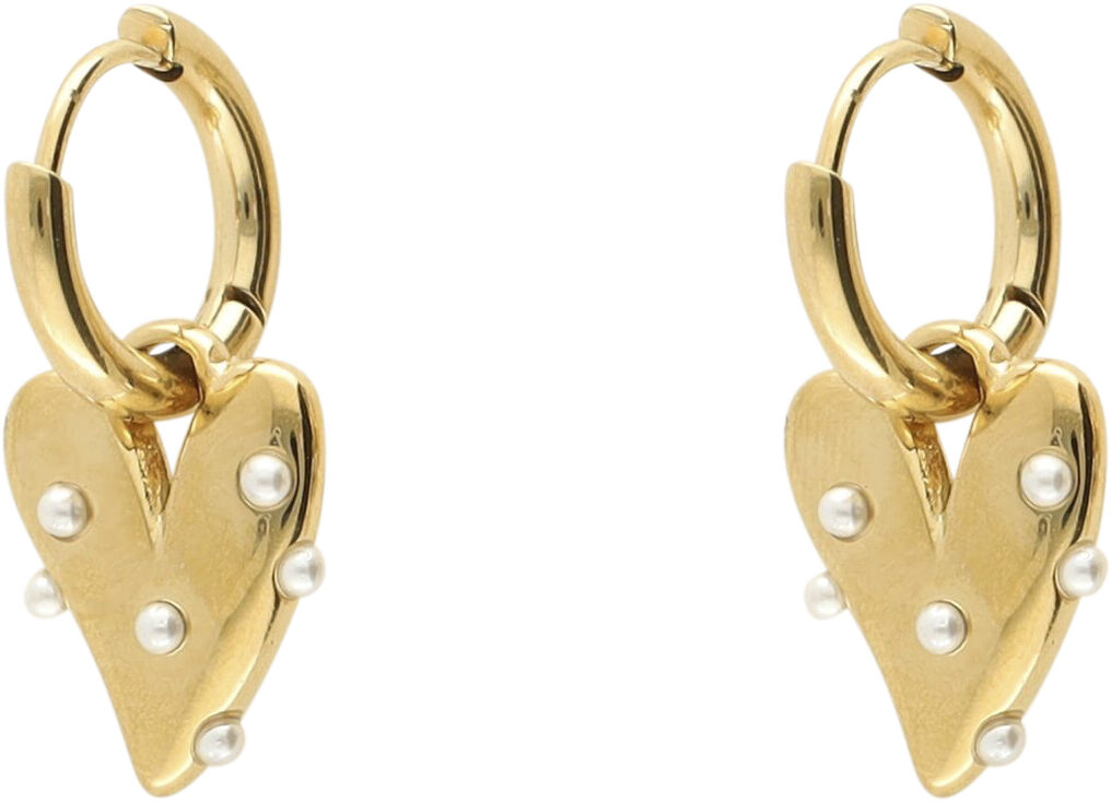 Small hoop earrings with heart & pearls