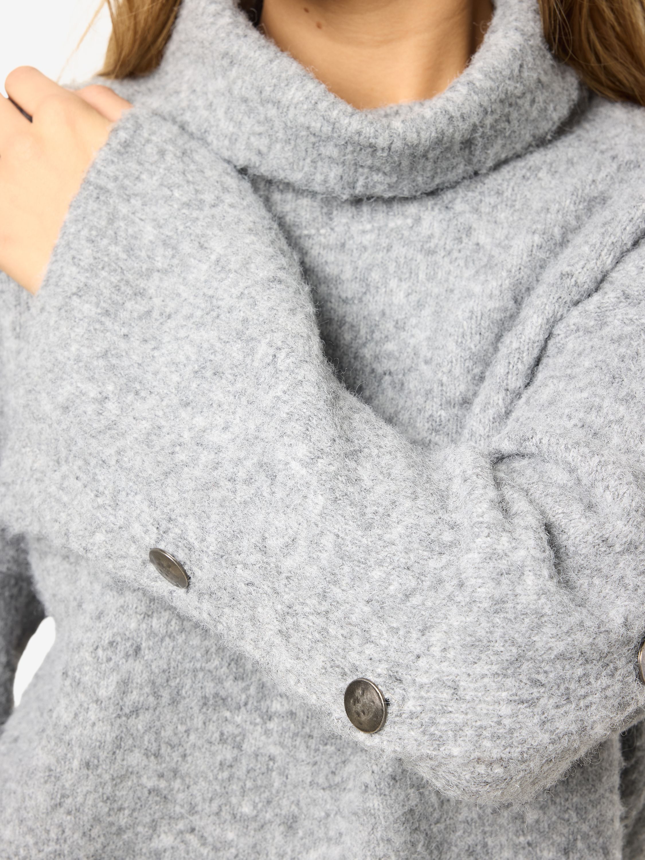 Nmbabette L/S Roll Neck Button Knit Fwd