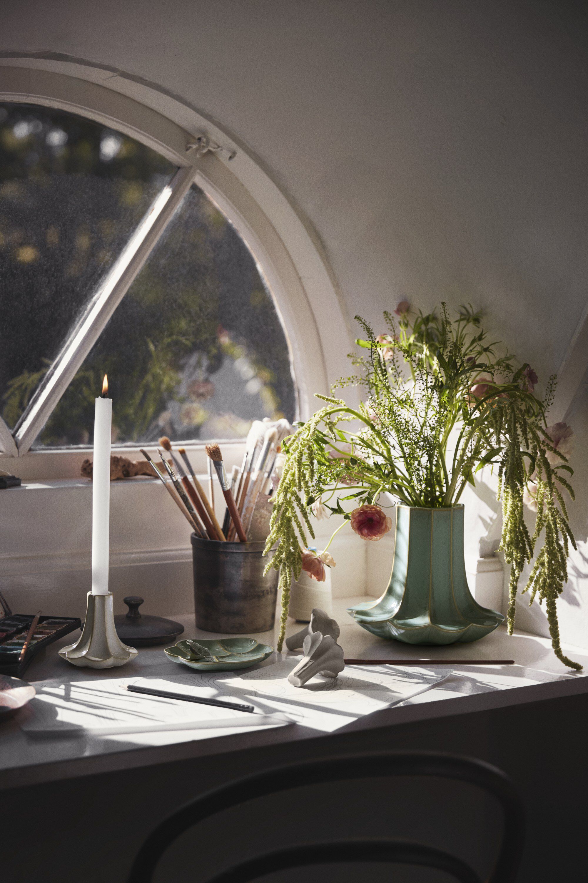 Kantarel Vase H20. 5 cm gr&oslash;n