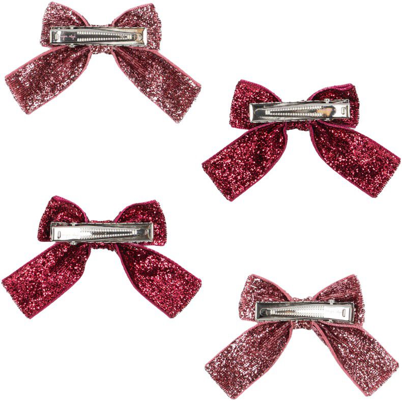 4 PACK GLITTER BOW HAIR CLIPS