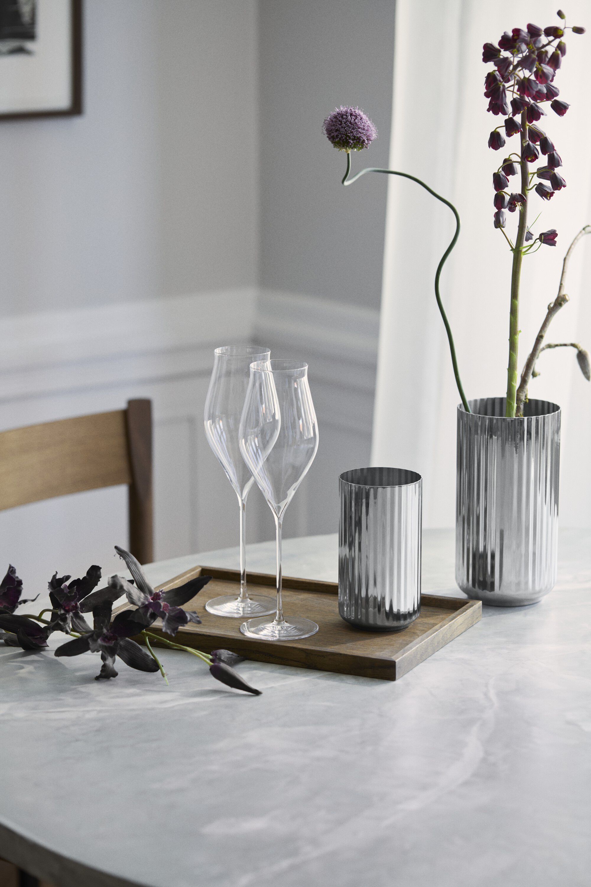 Lyngby Vase H15. 5 cm st&aring;l rustfrit st&aring;l