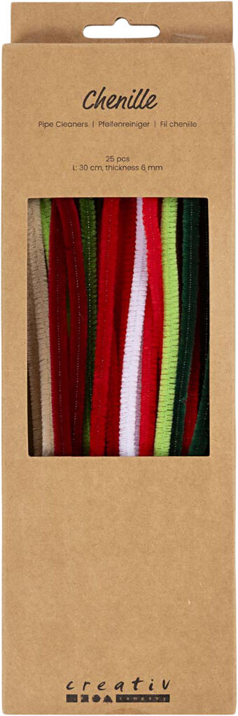 Chenille, L: 30 cm, tykkelse 6 mm, 25stk.