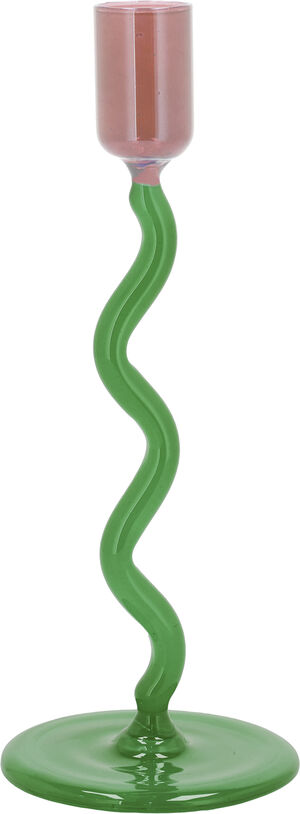 Lysestake Styles 8,5 x 19,6 cm Grønn/Rosa Glass