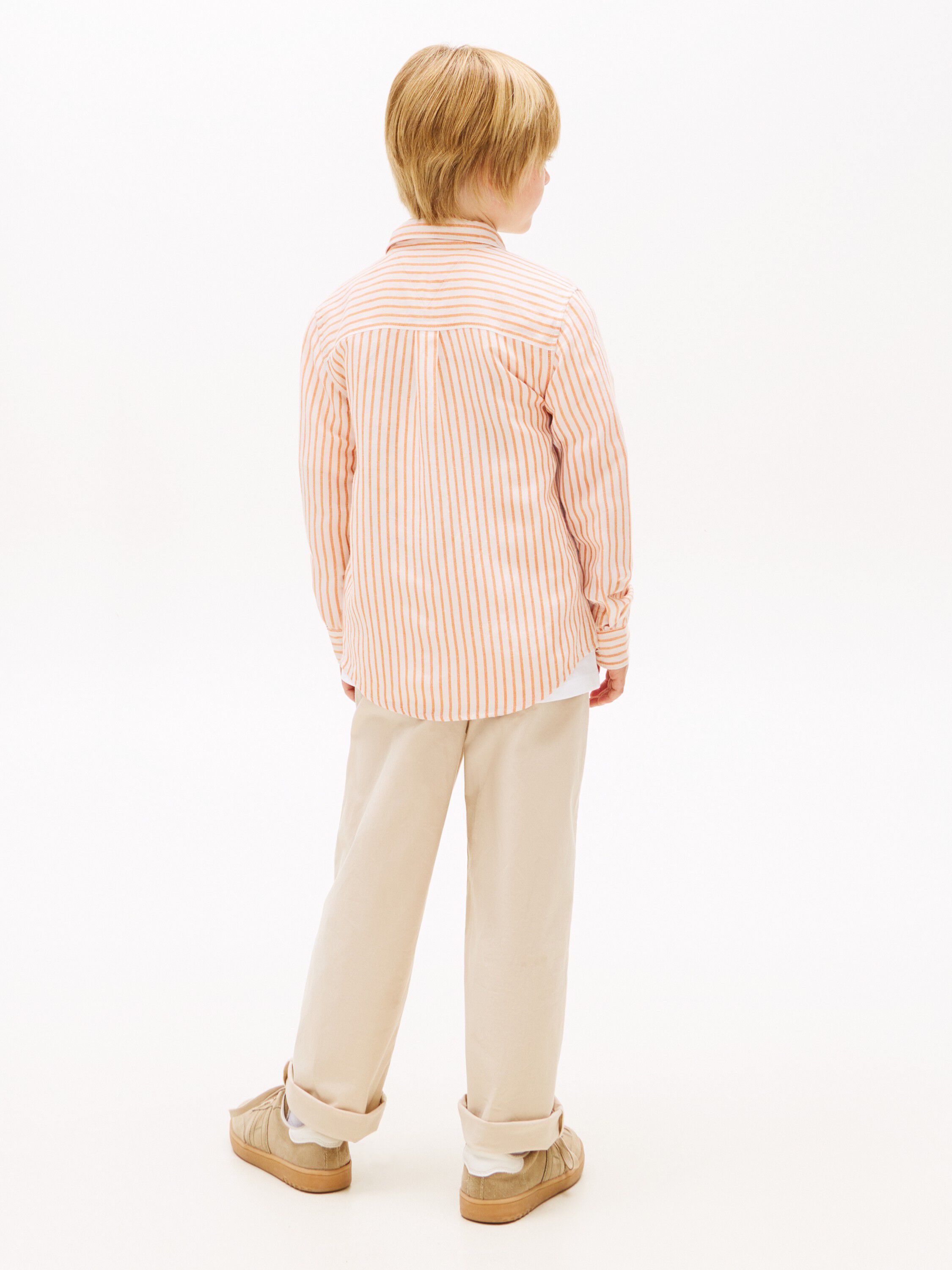 Stripe Linen Blend Button-Down Shirt