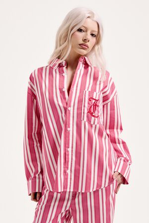 COTTON STRIPE SLEEP LS SHIRT + PANT SET