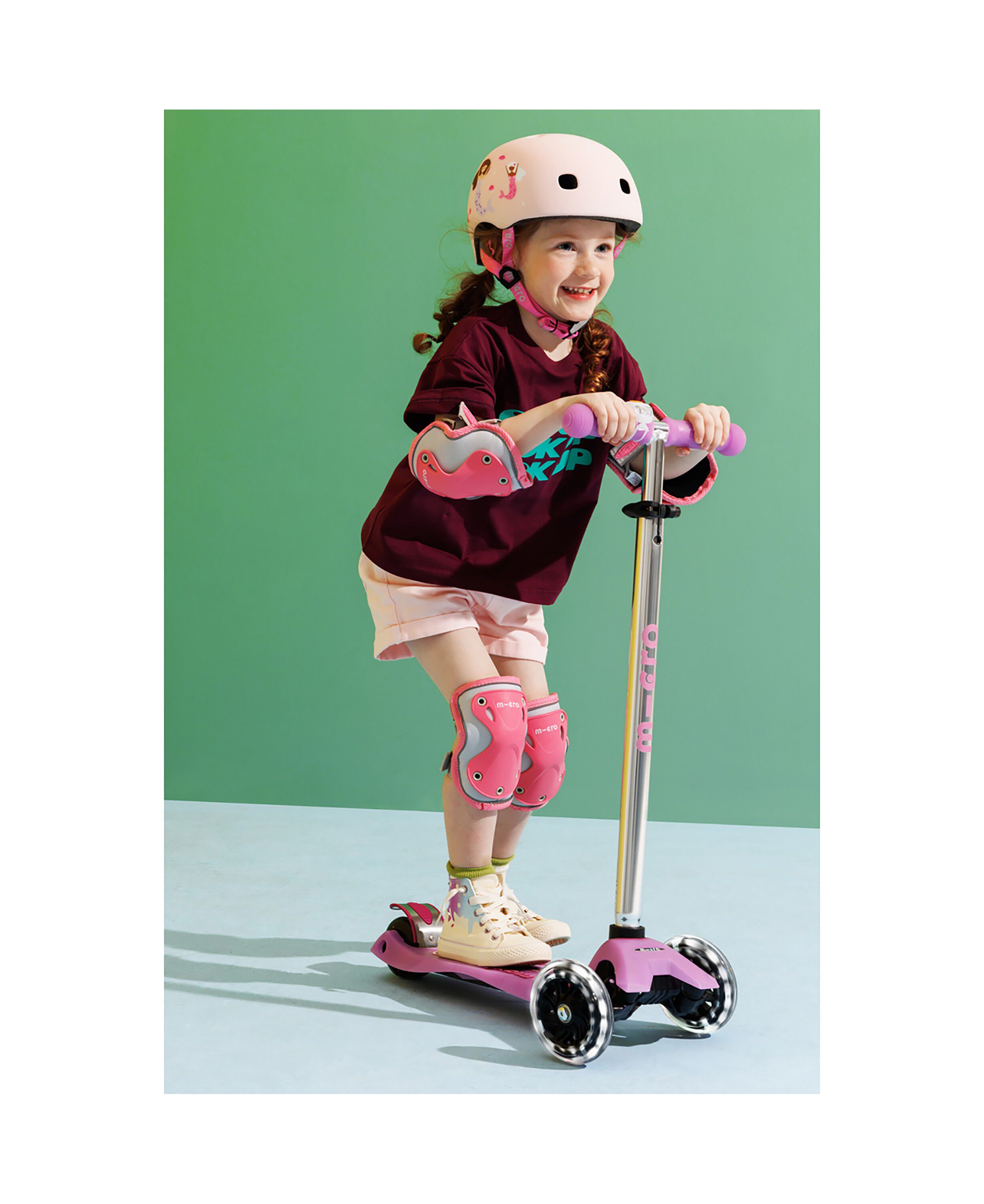 Micro - Kn&aelig;- og Albuebeskyttere - Reflective Pink S