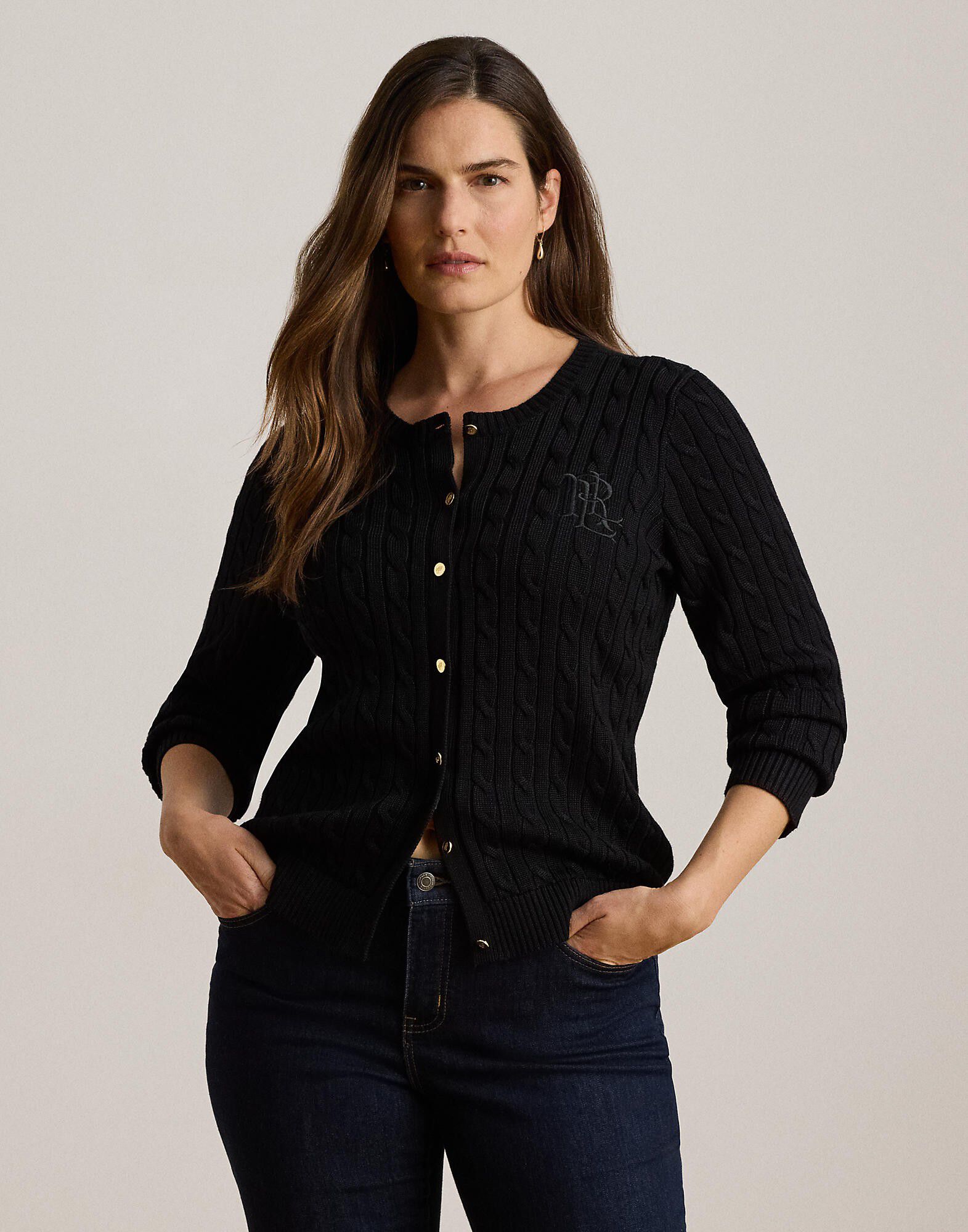 Cable-Knit Cotton-Blend Cardigan
