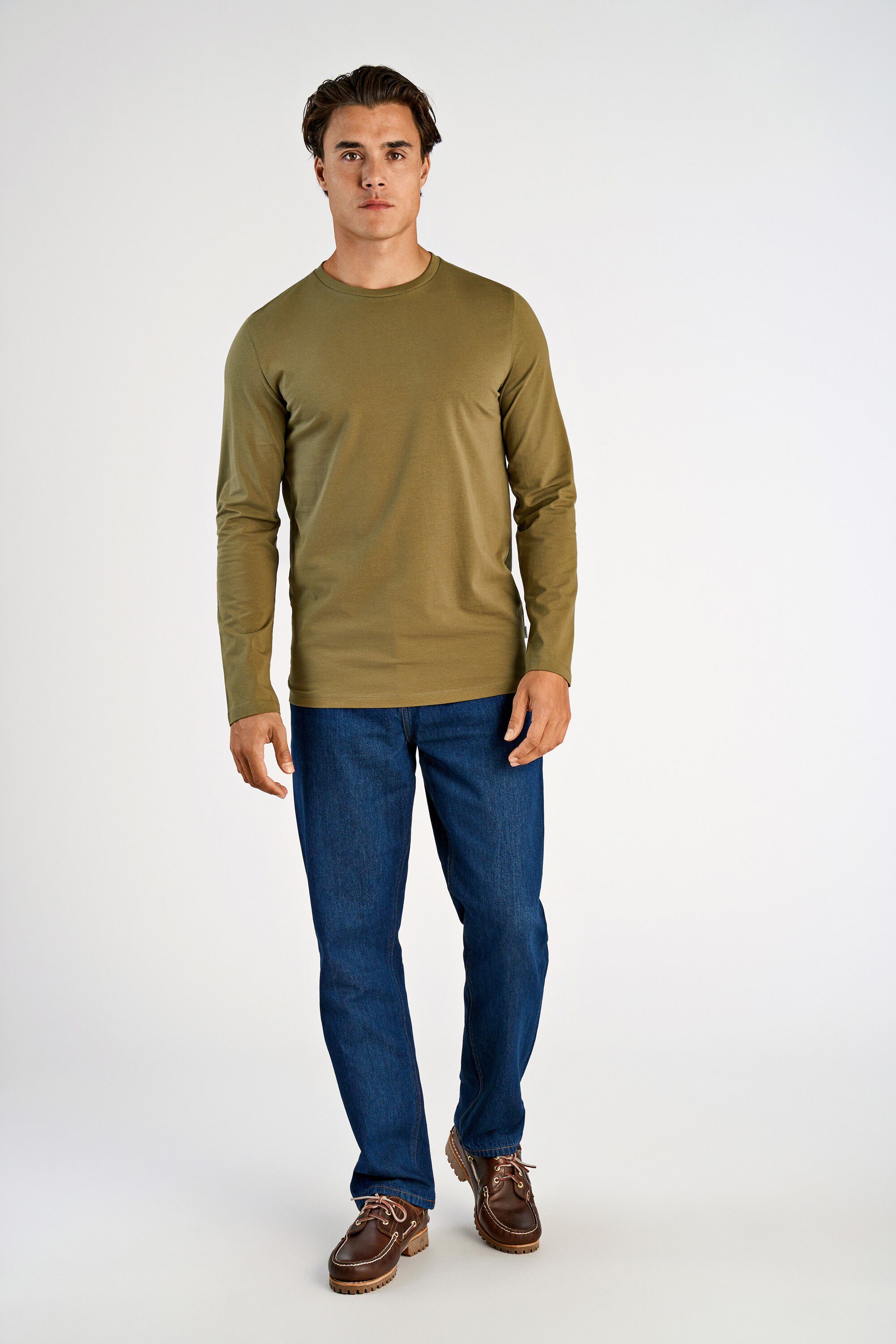 Basic o-neck stretch tee L/S