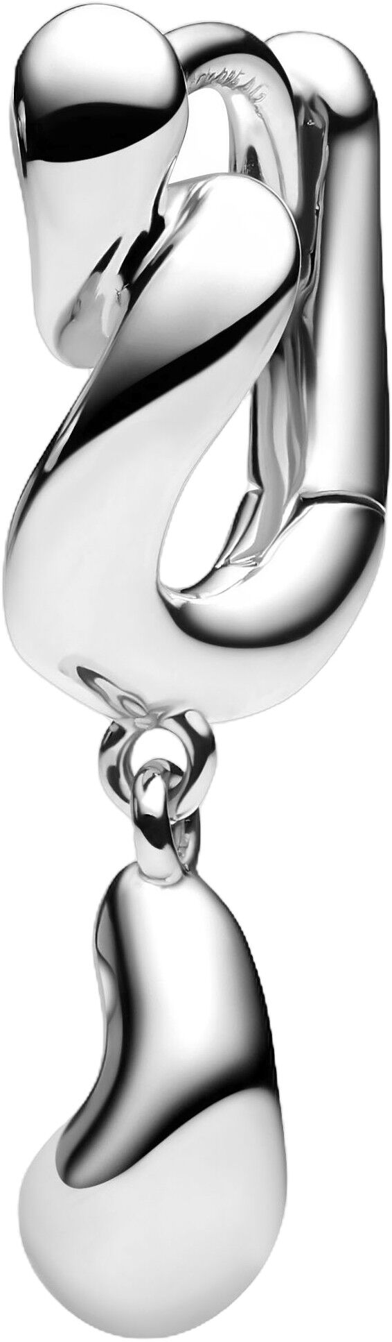 Whirl Drop Huggie Silver