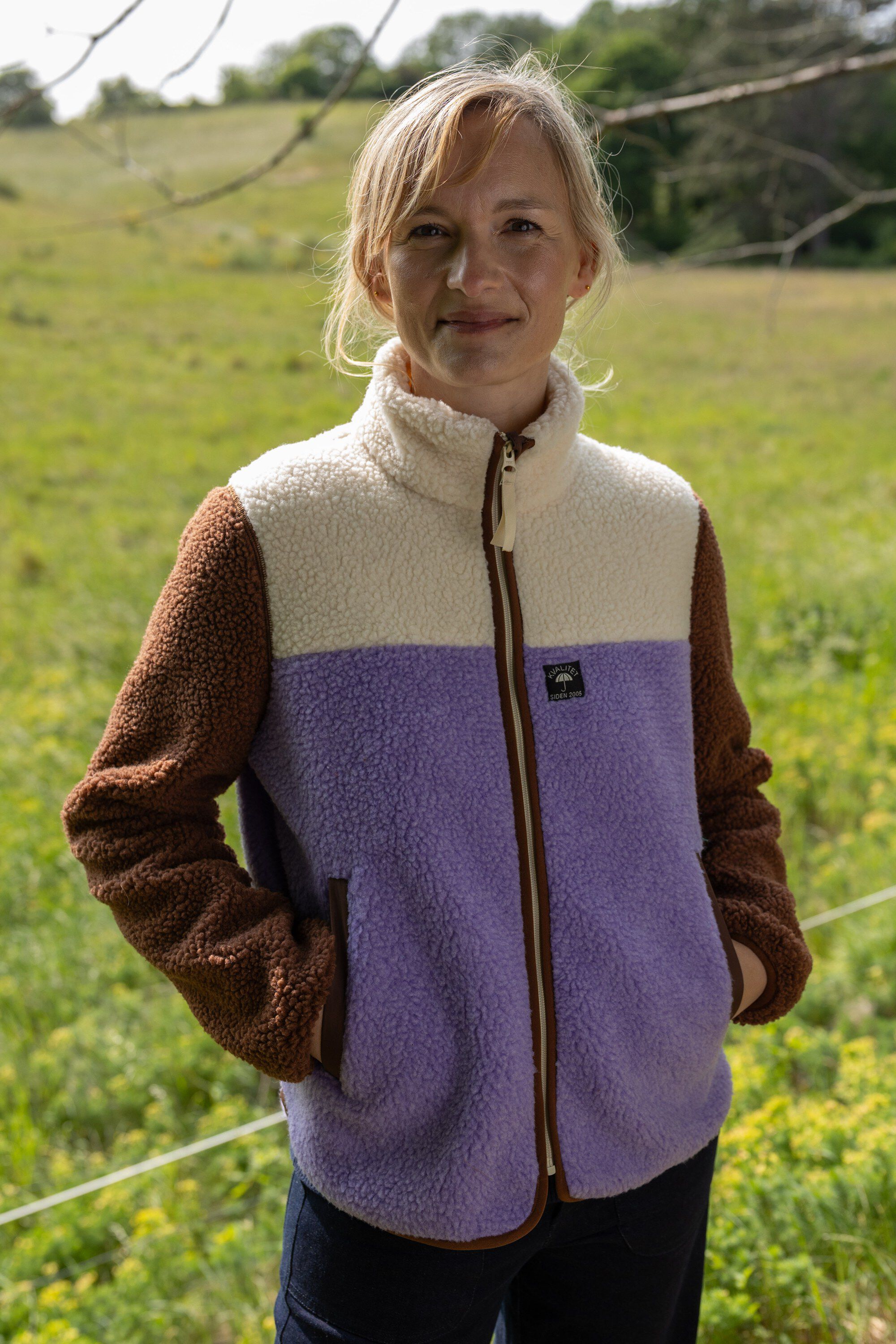 Danebirk Fleece Zip-Up Light Lilac/Light Beige/Dark Wine