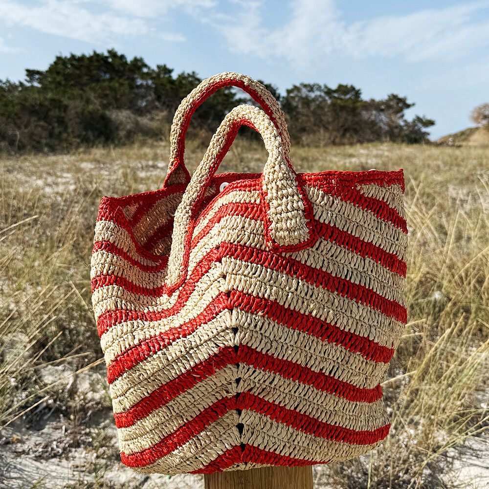 CAVONE - STRIPED RAFFIA TOTE