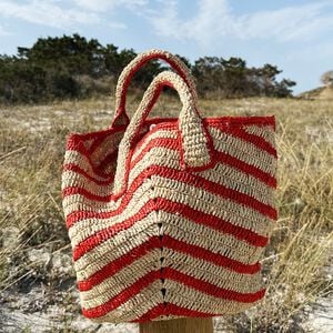CAVONE - STRIPED RAFFIA TOTE