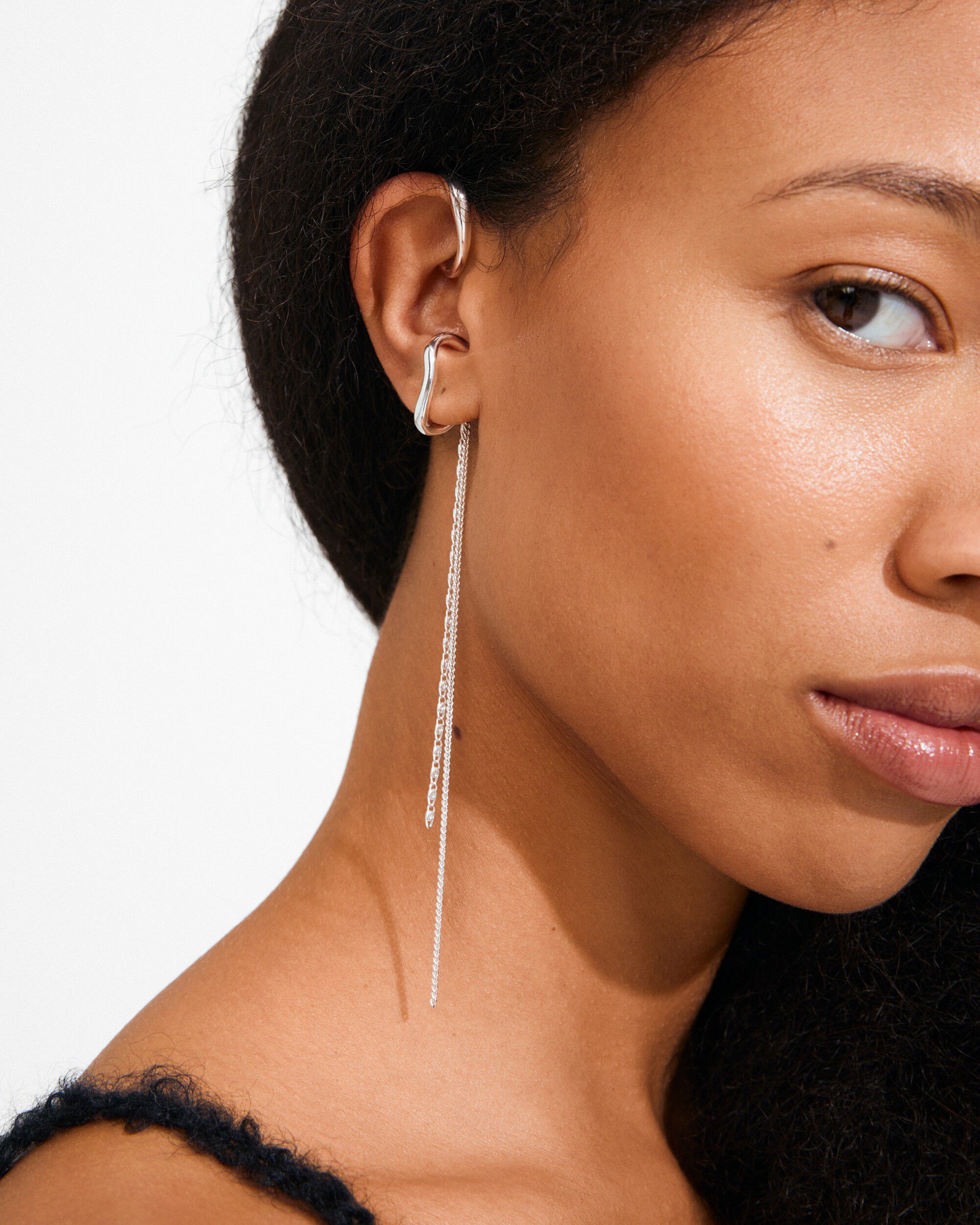 EVON ear cuff, 2-in-1 set, silver-plated