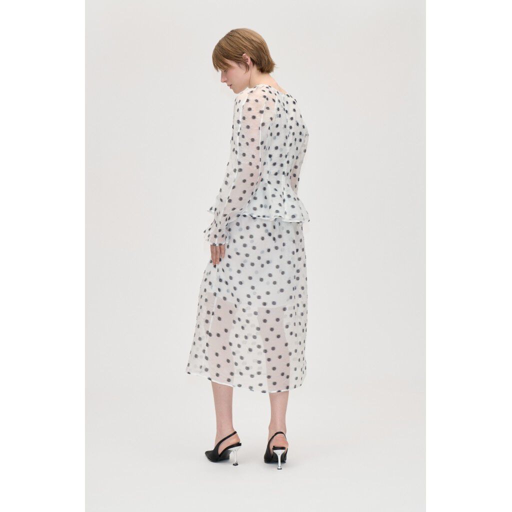 2460 Dotted Organza, Sheer Peplum Top