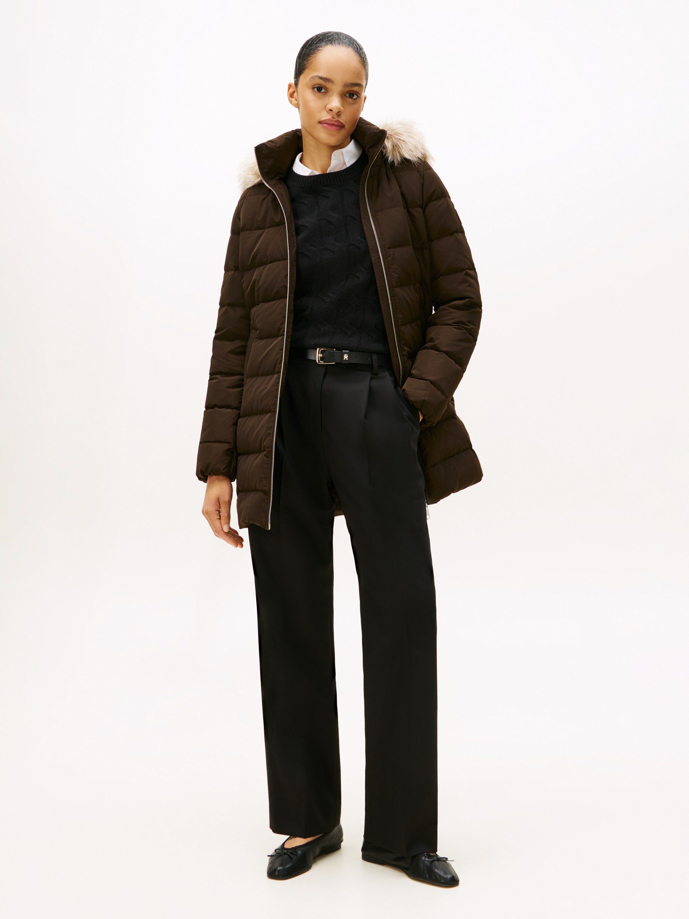 MW DOWN SLIM COAT WITH FUR