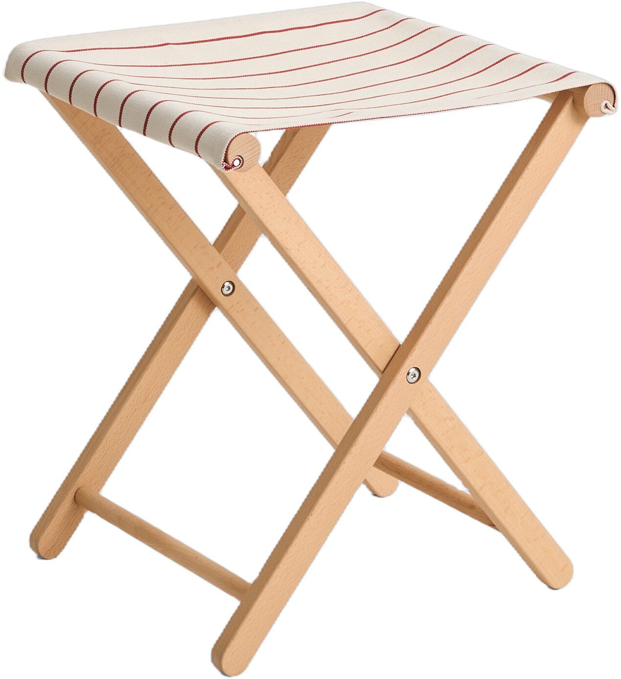 Outdoor Market Folding Stool - Beige with red stripe -