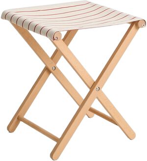 Outdoor Market Folding Stool - Beige with red stripe -