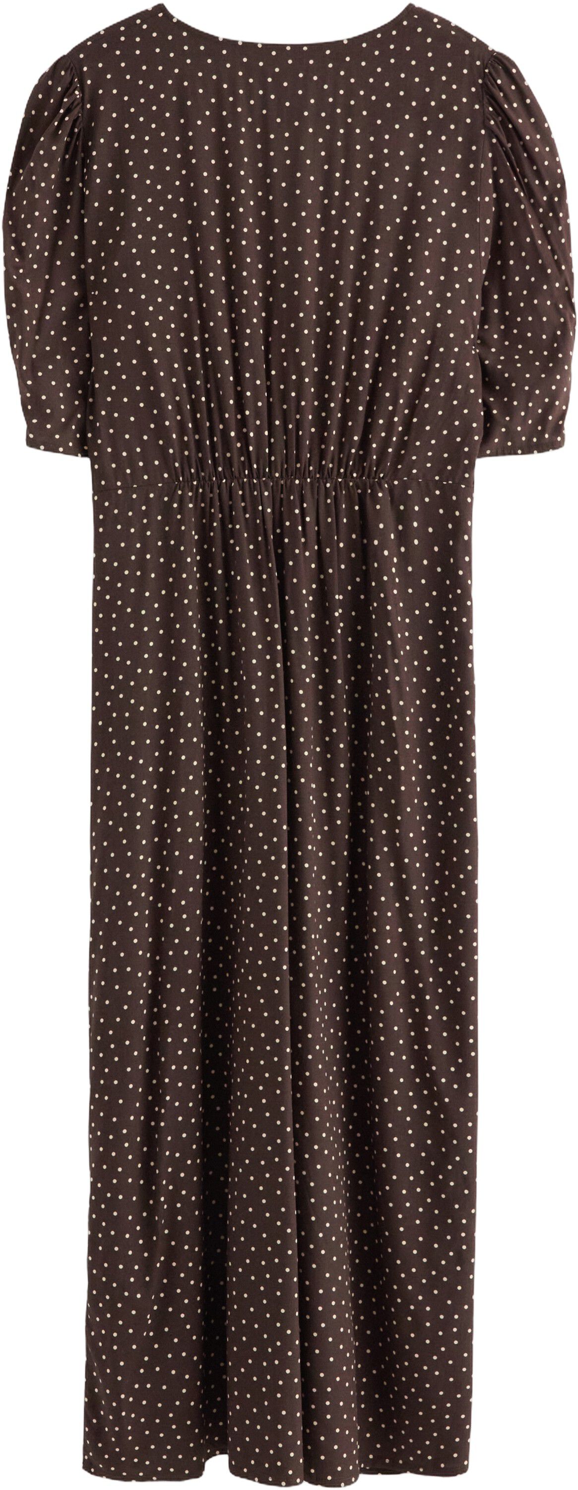 Midi dress with short, puff sleeves