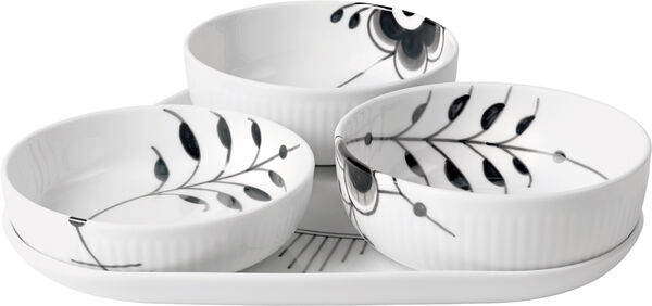 Sort Mega Riflet Serveringssæt 4 dele