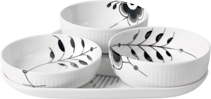 Sort Mega Riflet Serveringssæt 4 dele