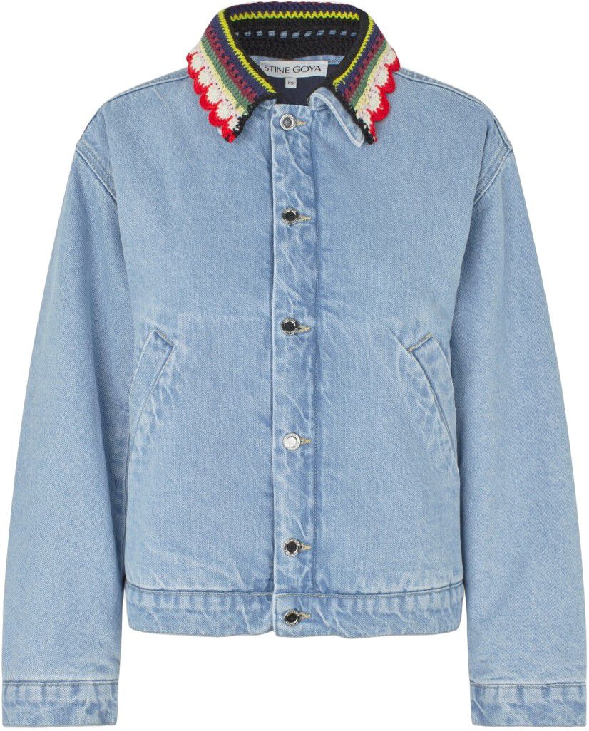 2453 Double Rinse Denim, Collared Cropped Bomber