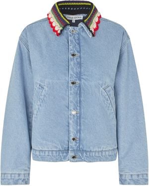 2453 Double Rinse Denim, Collared Cropped Bomber