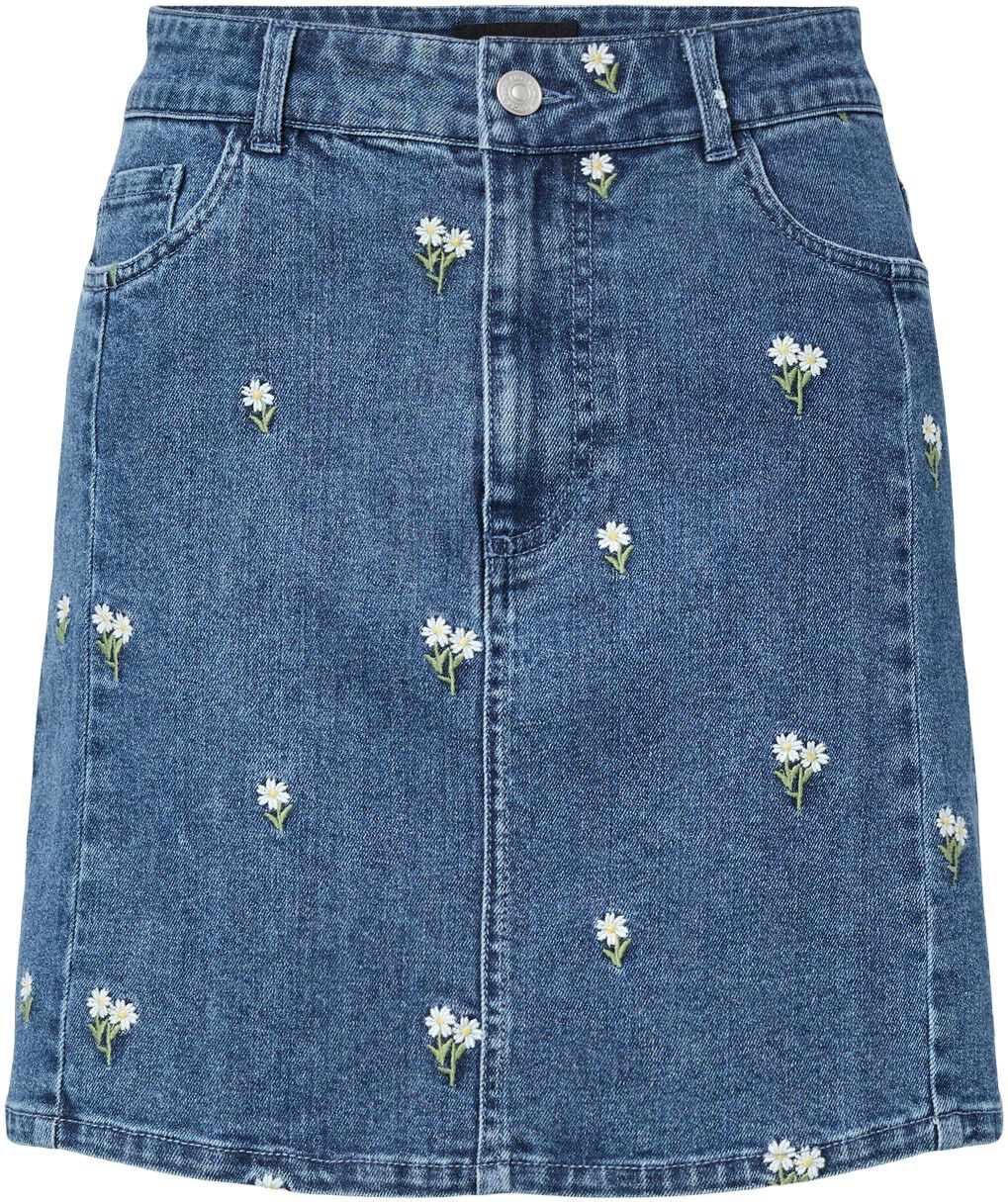Pcflora Hw Short Denim Emb Skirt Noos