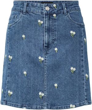 PCFLORA HW SHORT DENIM EMB SKIRT NO