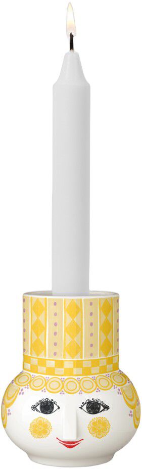 Olga Lysestage H9 cm gul