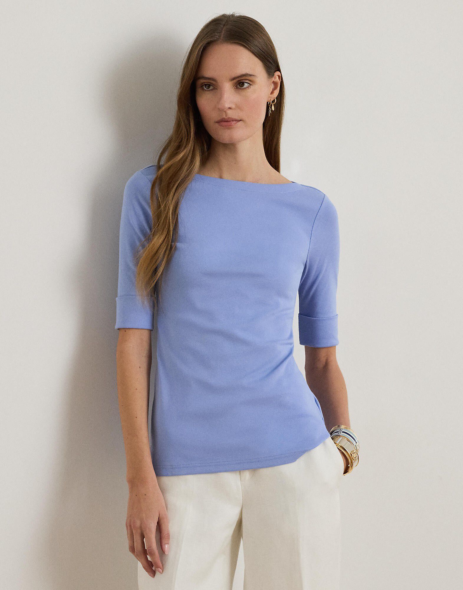 Stretch Cotton Boatneck Tee