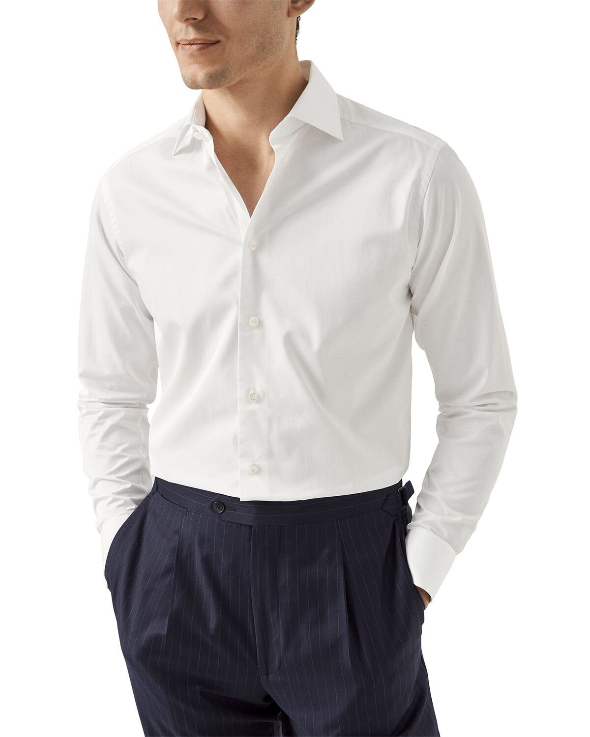 Contemporary Fit White Solid Elevated Twill Shirt