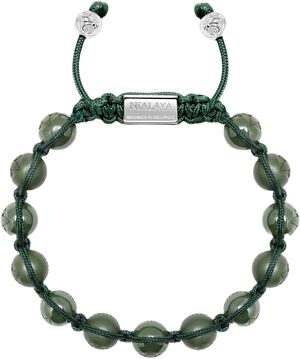 Men's Beaded Bracelet with Glossy Green, Matte Green Ceramic