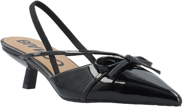 BIAKRISTIN Kitten Heel Bow Slingback Faux Leather
