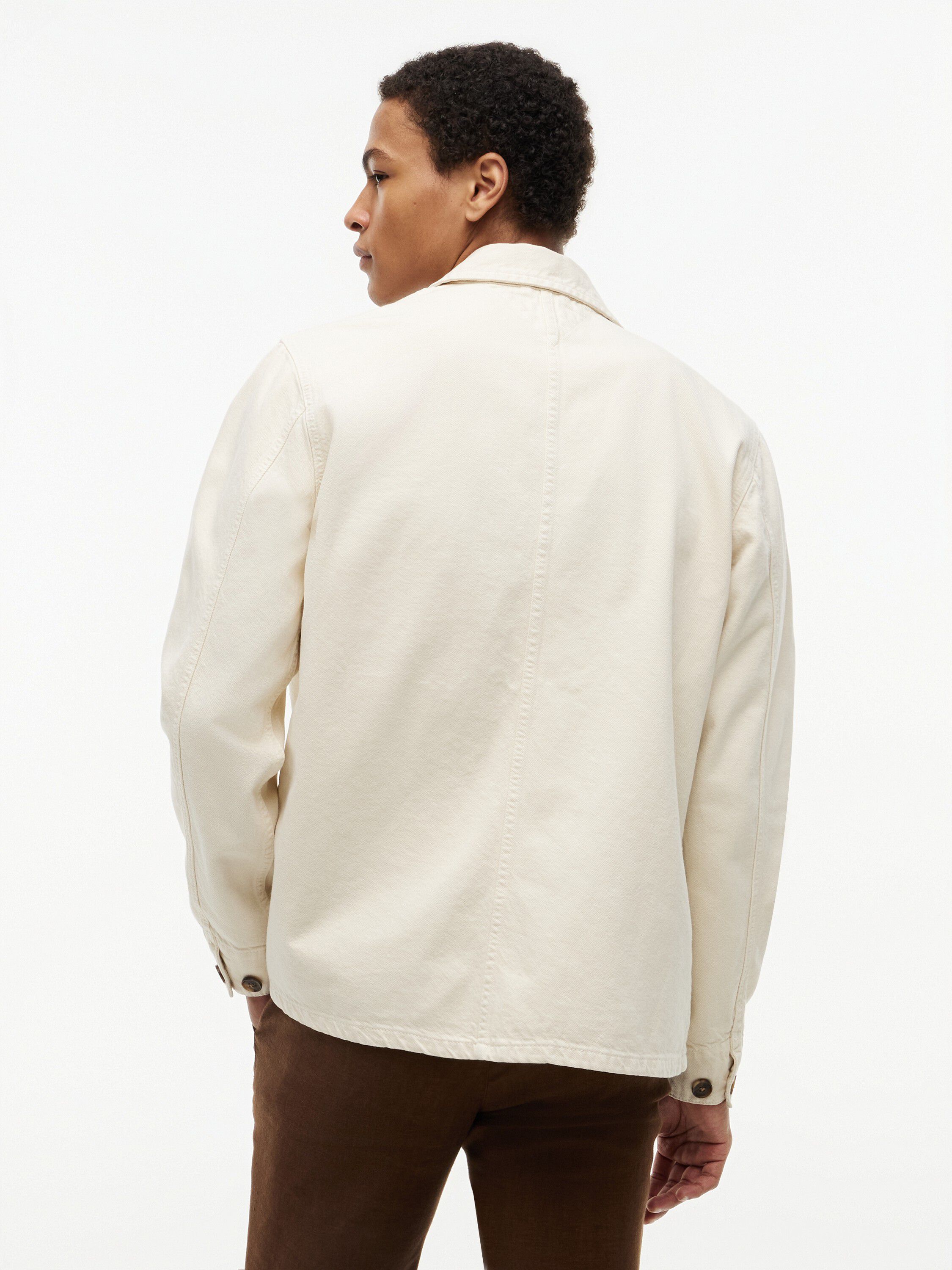 Washed Flag Embroidery Denim Chore Jacket