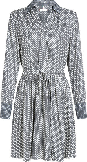 FLUID VIS BELTED SHORT DRESS