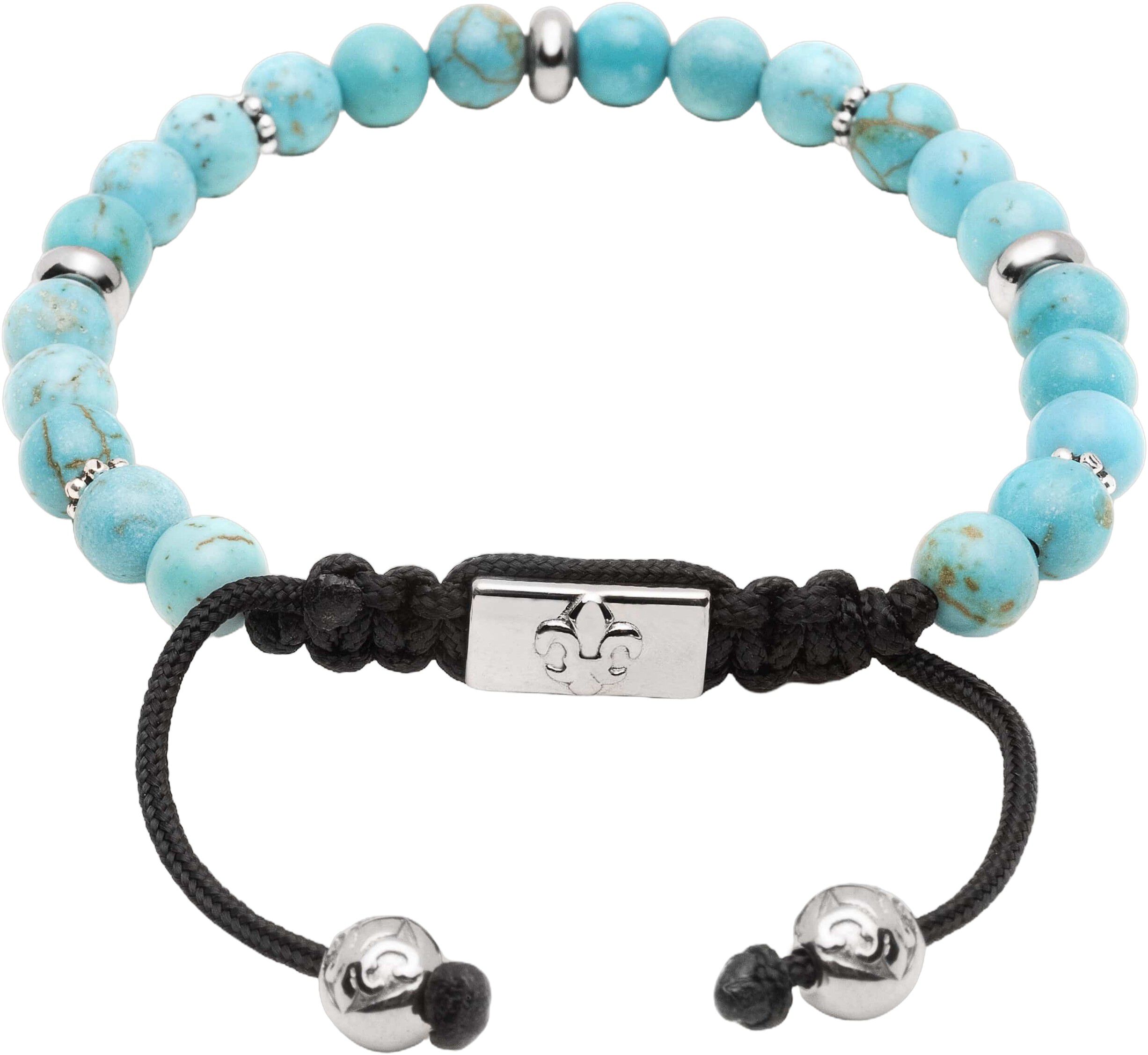 Men's Beaded Bracelet with Turquoise and Silver