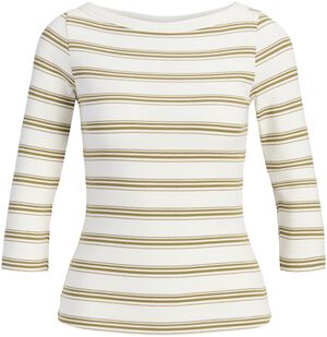 JXFIFI STR 3/4 STRIPED BOATNECK TOP