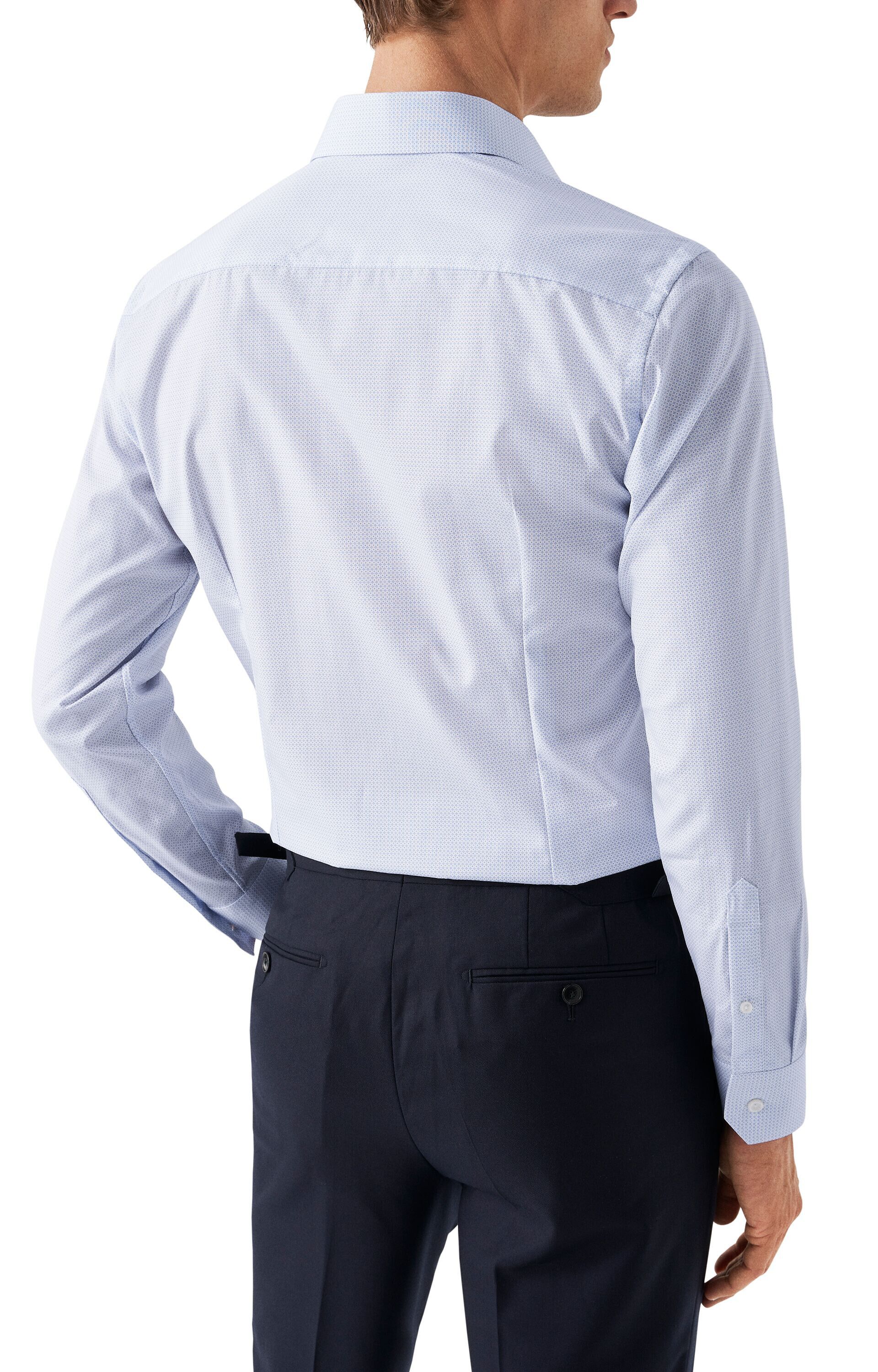 Light Blue Micro Print Shirt - Contemporary Fit