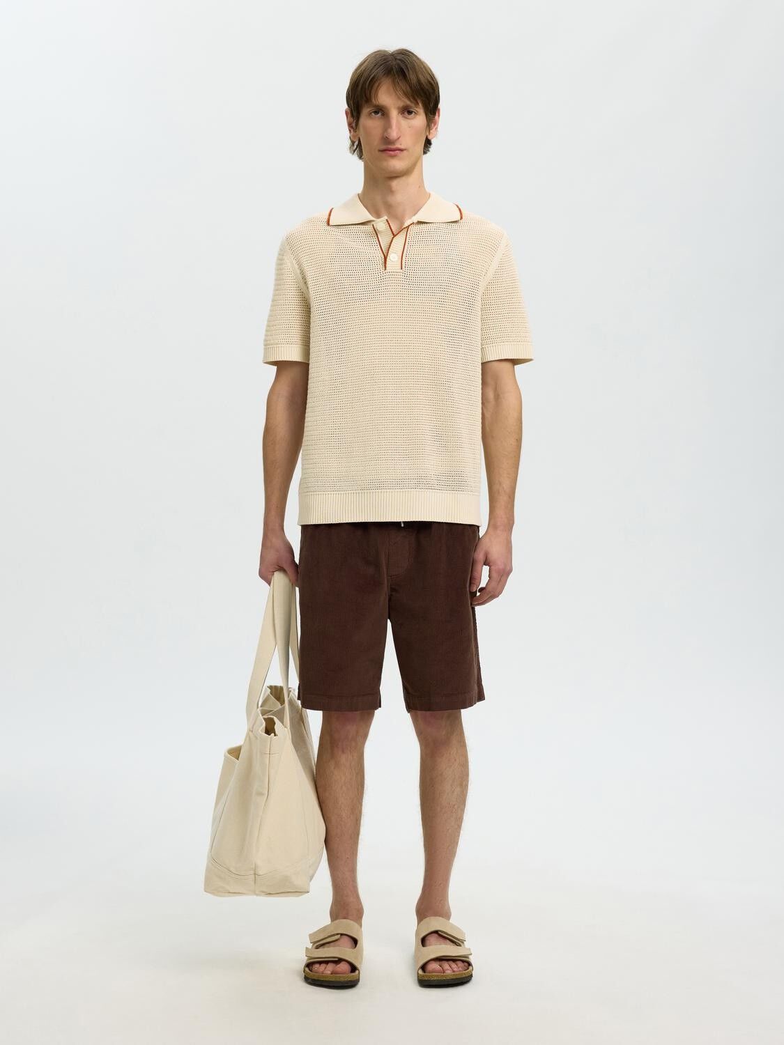 Slhjesse Ss Knit Open Structure Polo