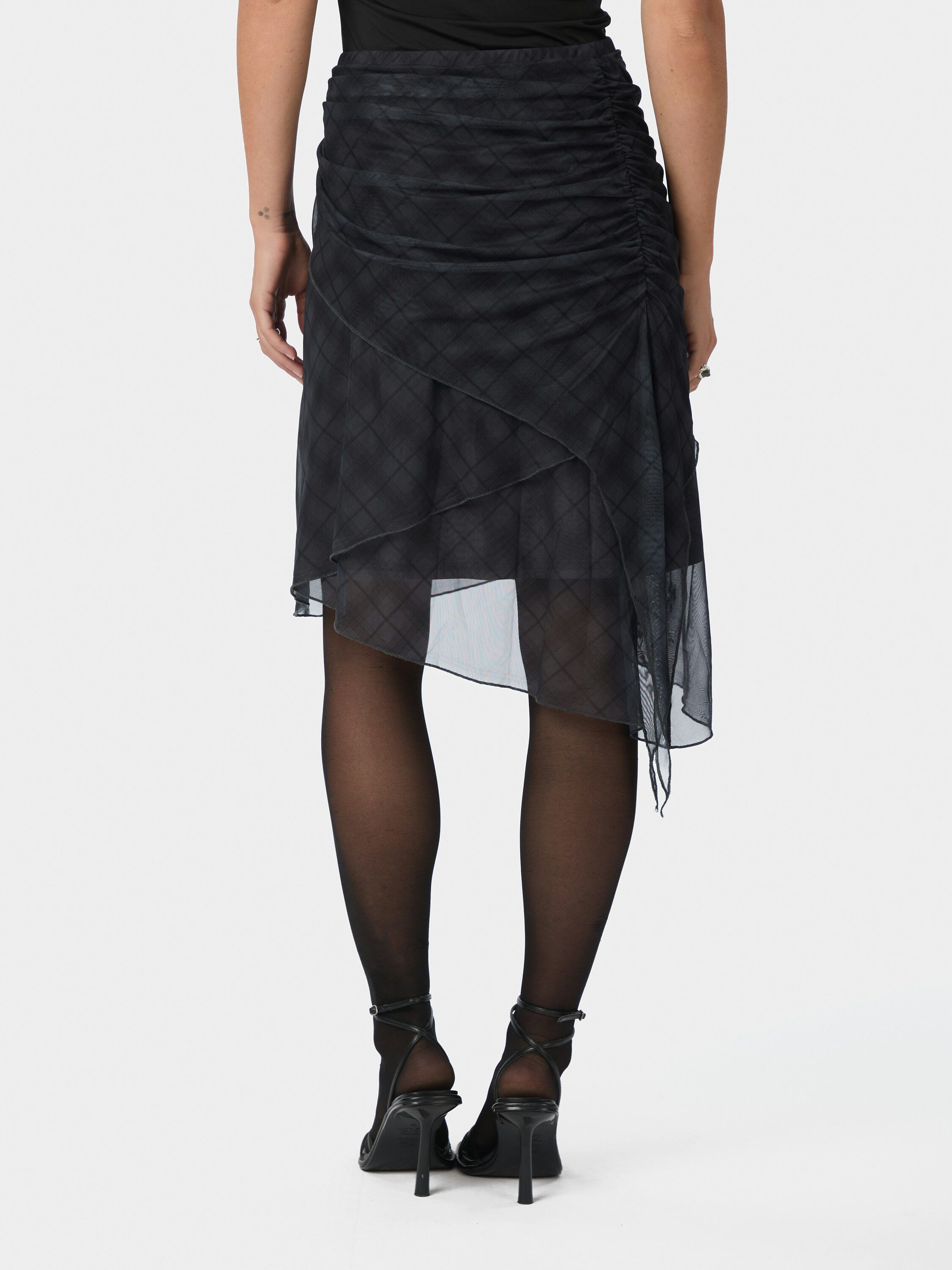 Saffron Check Mesh Skirt