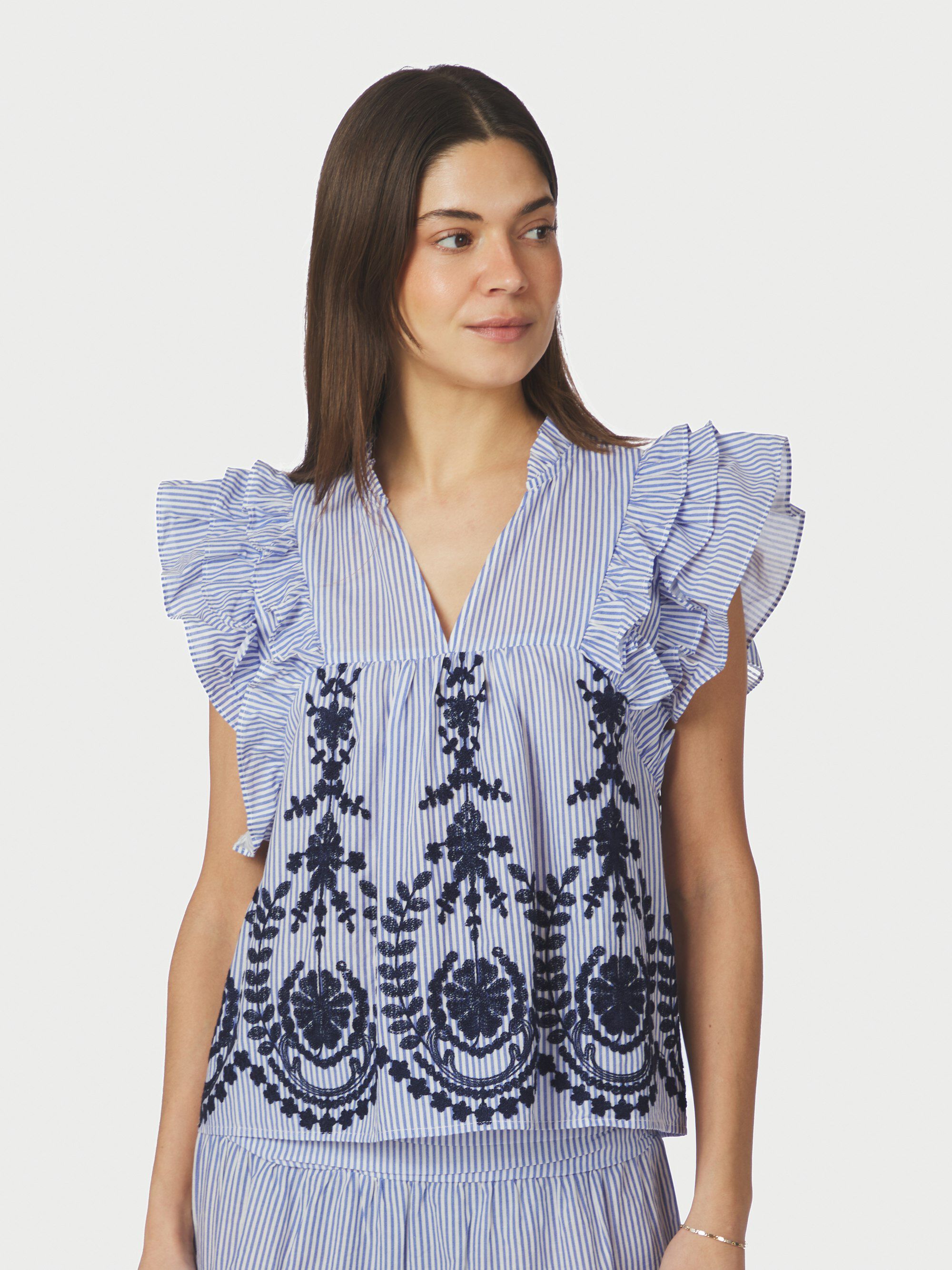 Jayla Stripe Embroidery Top