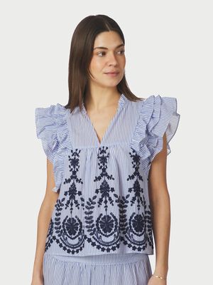 Jayla Stripe Embroidery Top